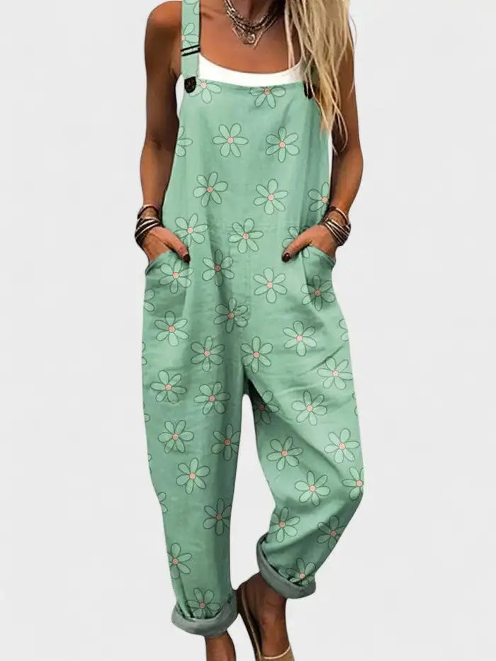 Floral Printed Button Front Jumpsuit