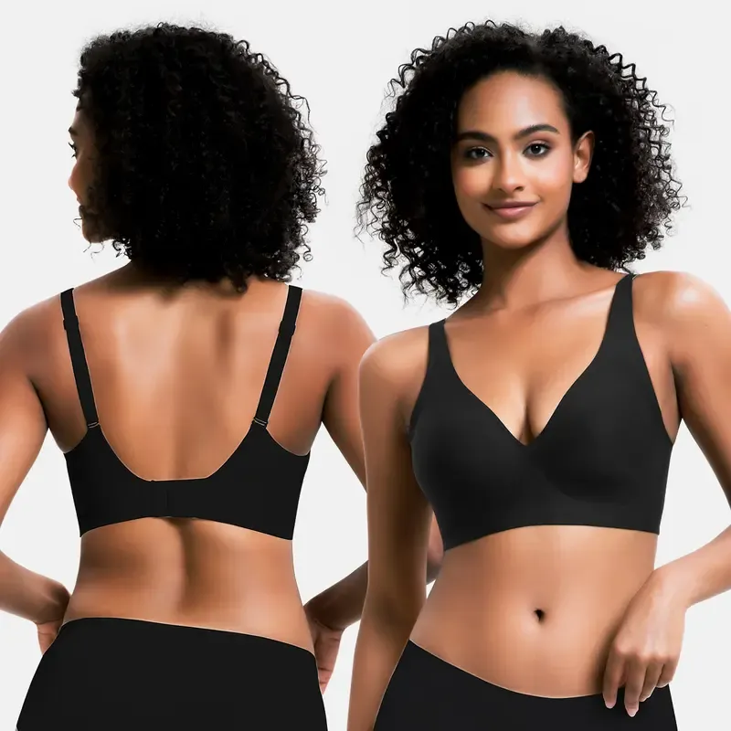 Women's Jelly Wireless Womens Comfortable Wireless Bras Push Up Bralettes Seamless Tshirts Bras Deep V Everyday Bras
