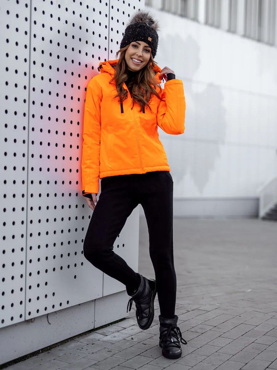 Orange women's winter ski jacket