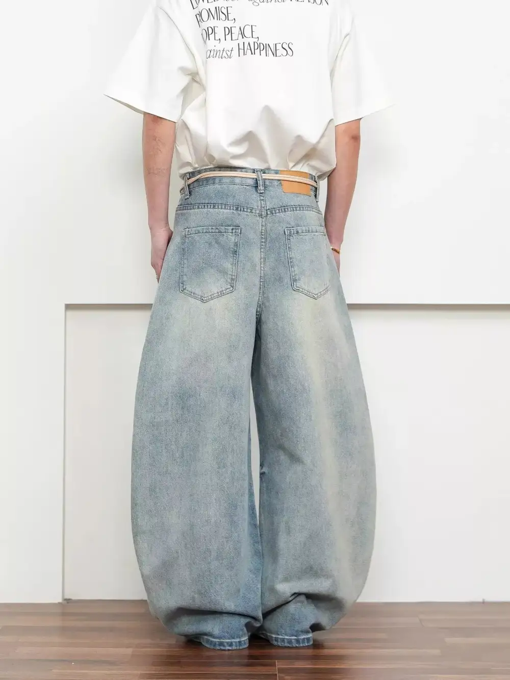 Men's Full Size Washed Wide Leg Jeans Plus Size