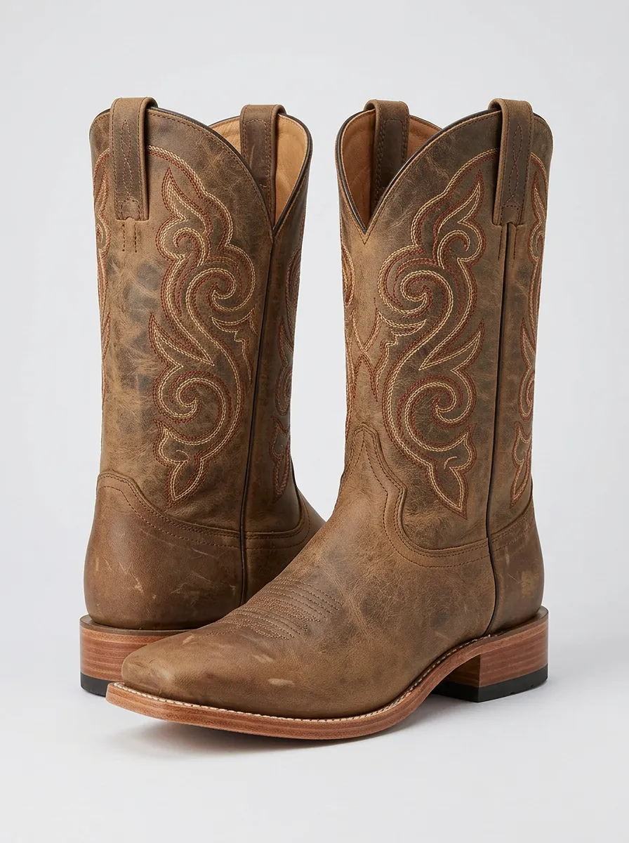 Men's Trail Inspired Western Cowboy Embroidered Cowboy Boots