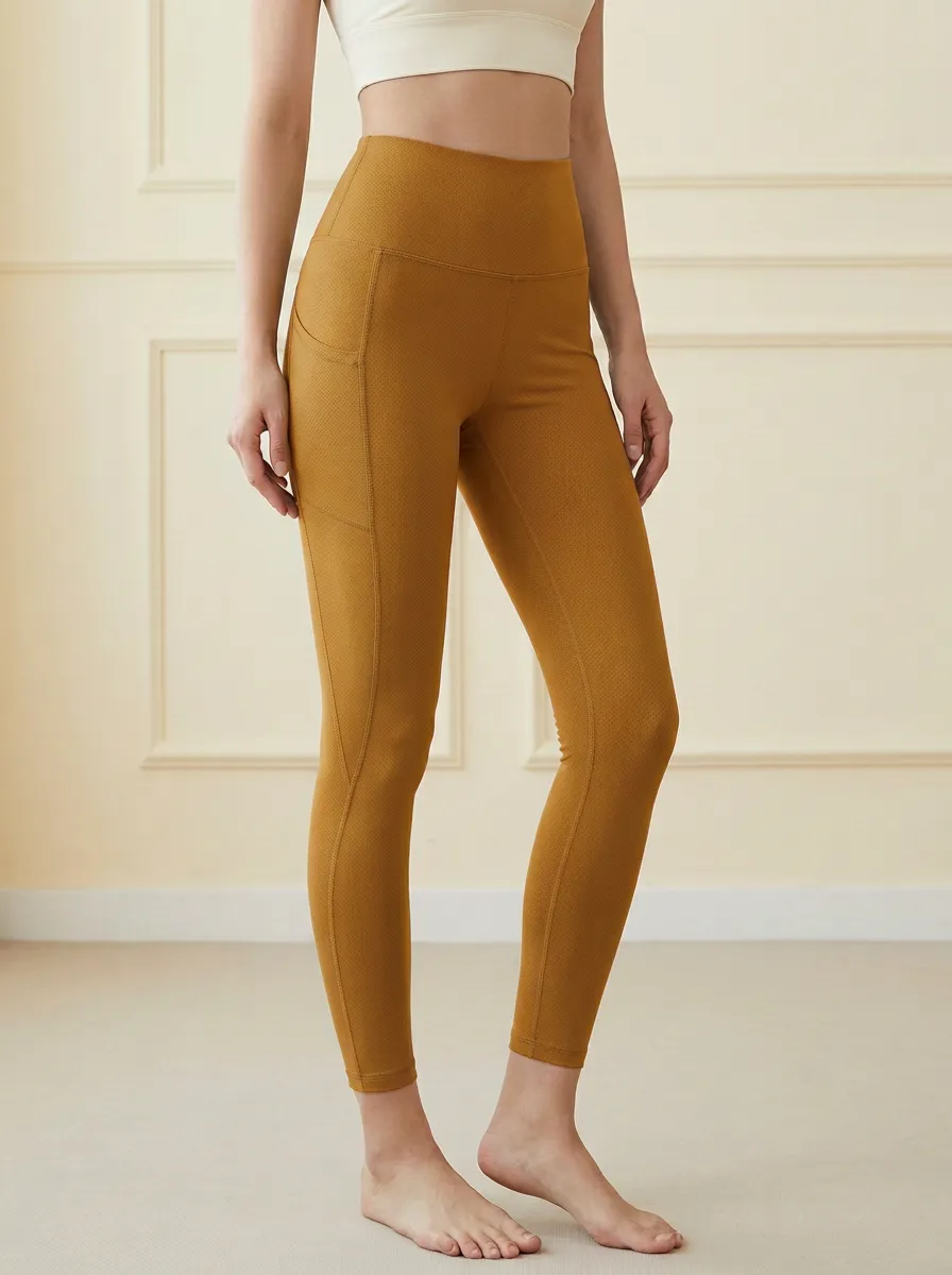Women's Textured Pocket Print Yoga Pants