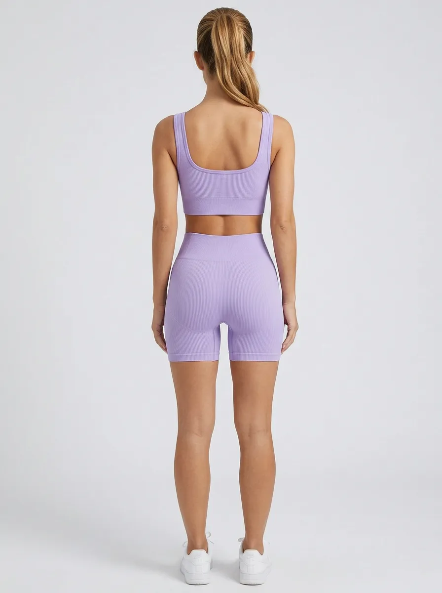 Women's Modern Ribbed Seamless Tank Tank and Shorts Active Set