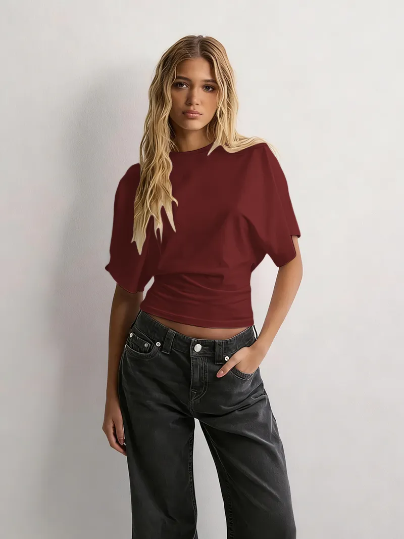 Women's Solid Color Round Neck Tee