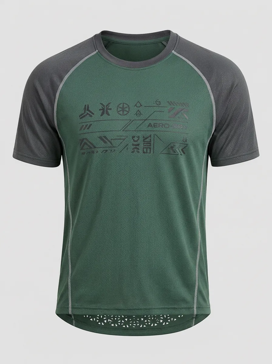Men's Aero-Dry Geometric Graphic Printed Sports T-shirt