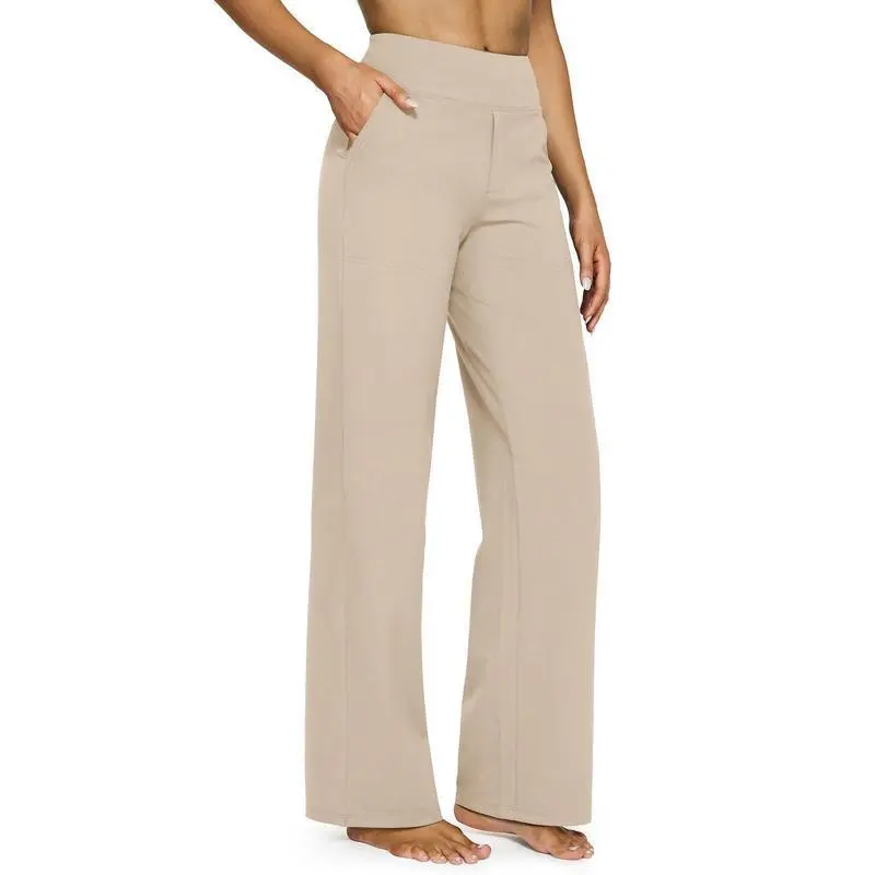 Loose High-Waist Business Casual Pants with Pockets- Perfect for yoga and casual outings