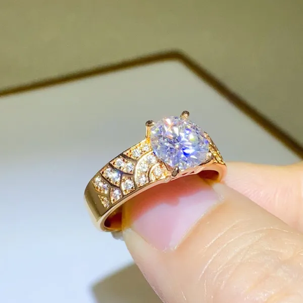 Gold-Plated Moissanite Zircon Ring