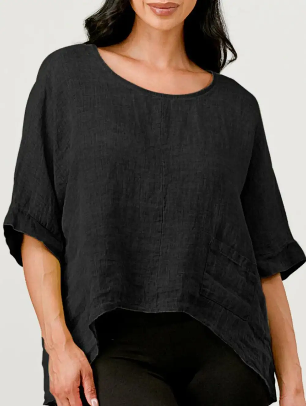 Crew Neck Cotton Linen Tee