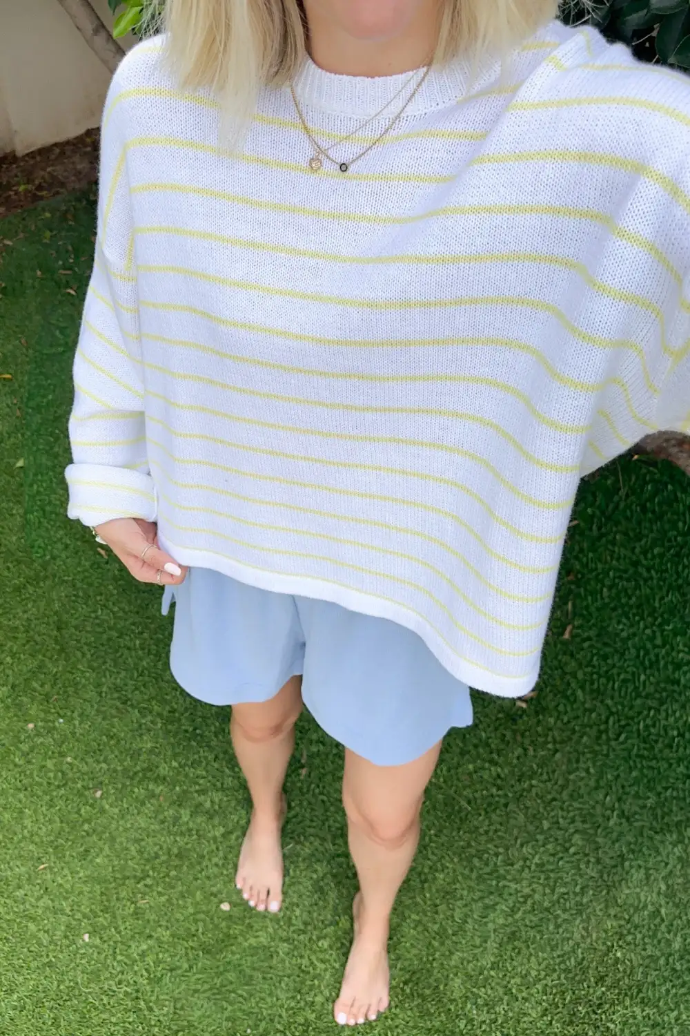 Easy Pull On Knit Striped Sweater