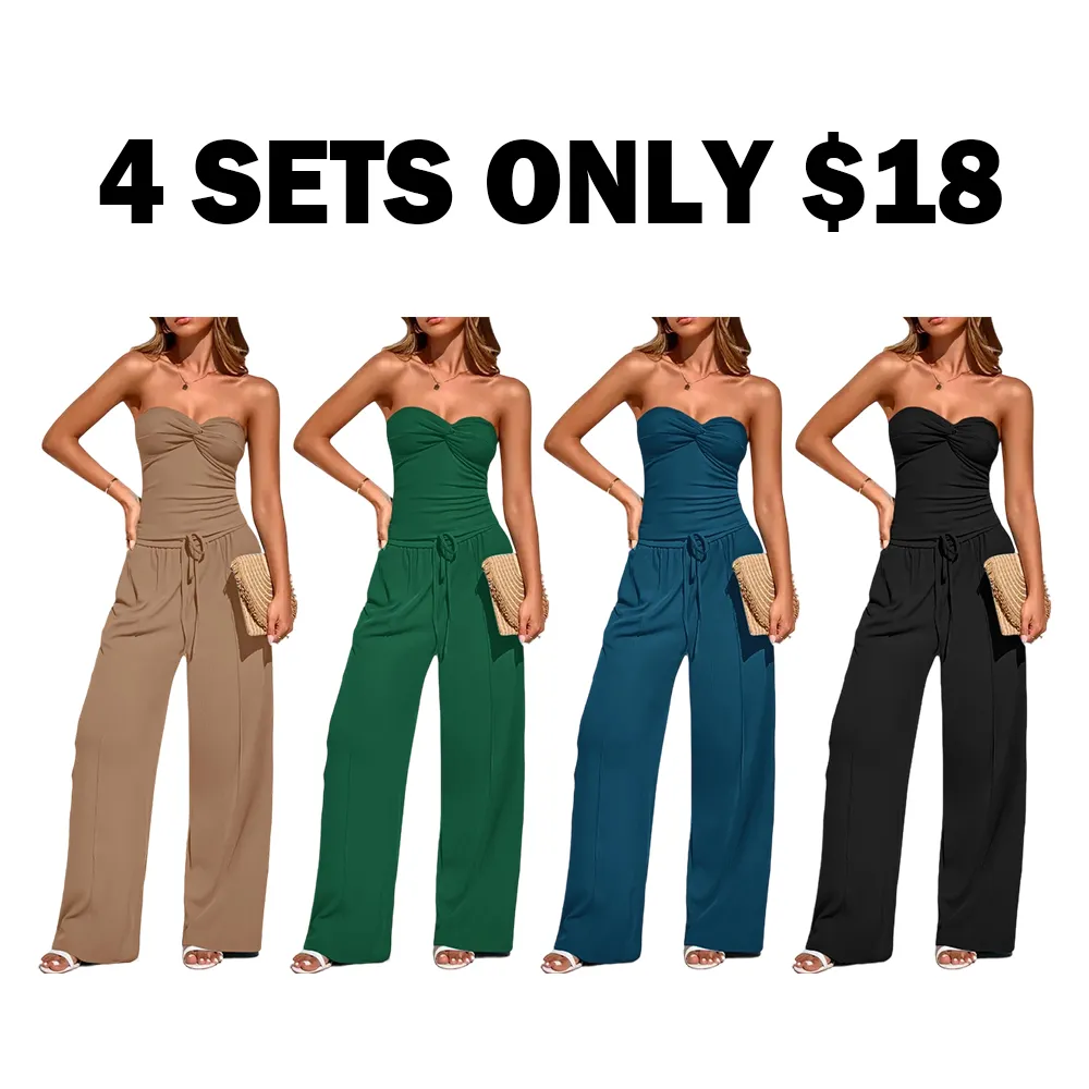 Women's strapless top and trousers two-piece set