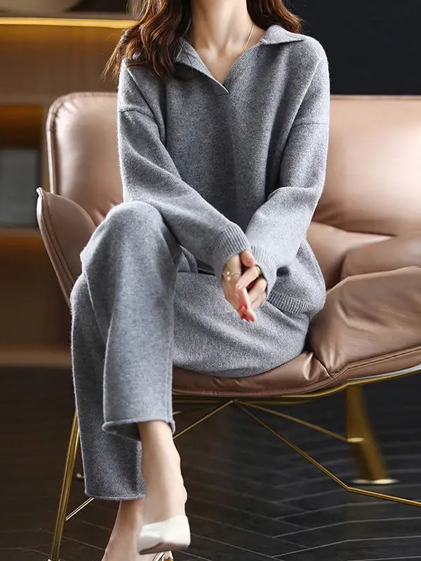 Long Sleeve Relaxed Sweater And Pants Set