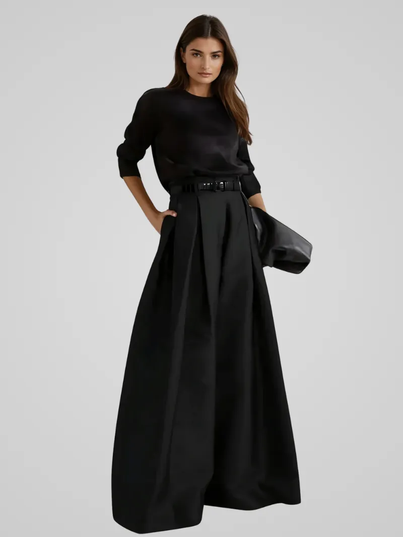 Clean Line High Waist Wide Leg Maxi Skirt