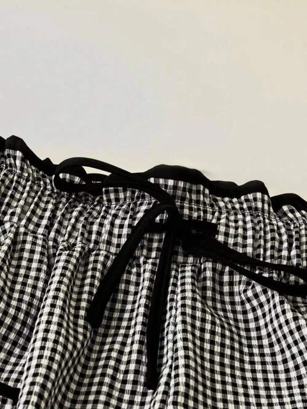 Wide Leg High Waist Gingham Tie Waist Pants