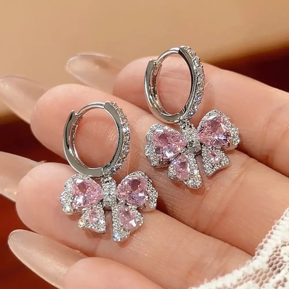 Zircon Bowknot Drop Earrings