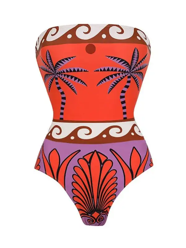 Strapless Printed One Piece Matching Swim Dress