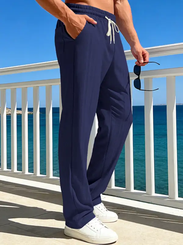 Men's Full Size Casual Striped Drawstring Pants Plus