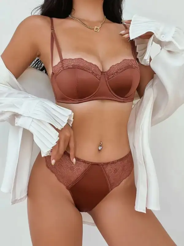 Floral Lace Bra And Panty Set