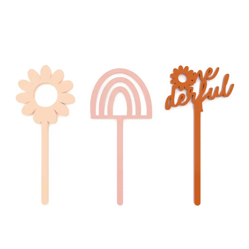 Boho Daisy Cupcake Topper Set