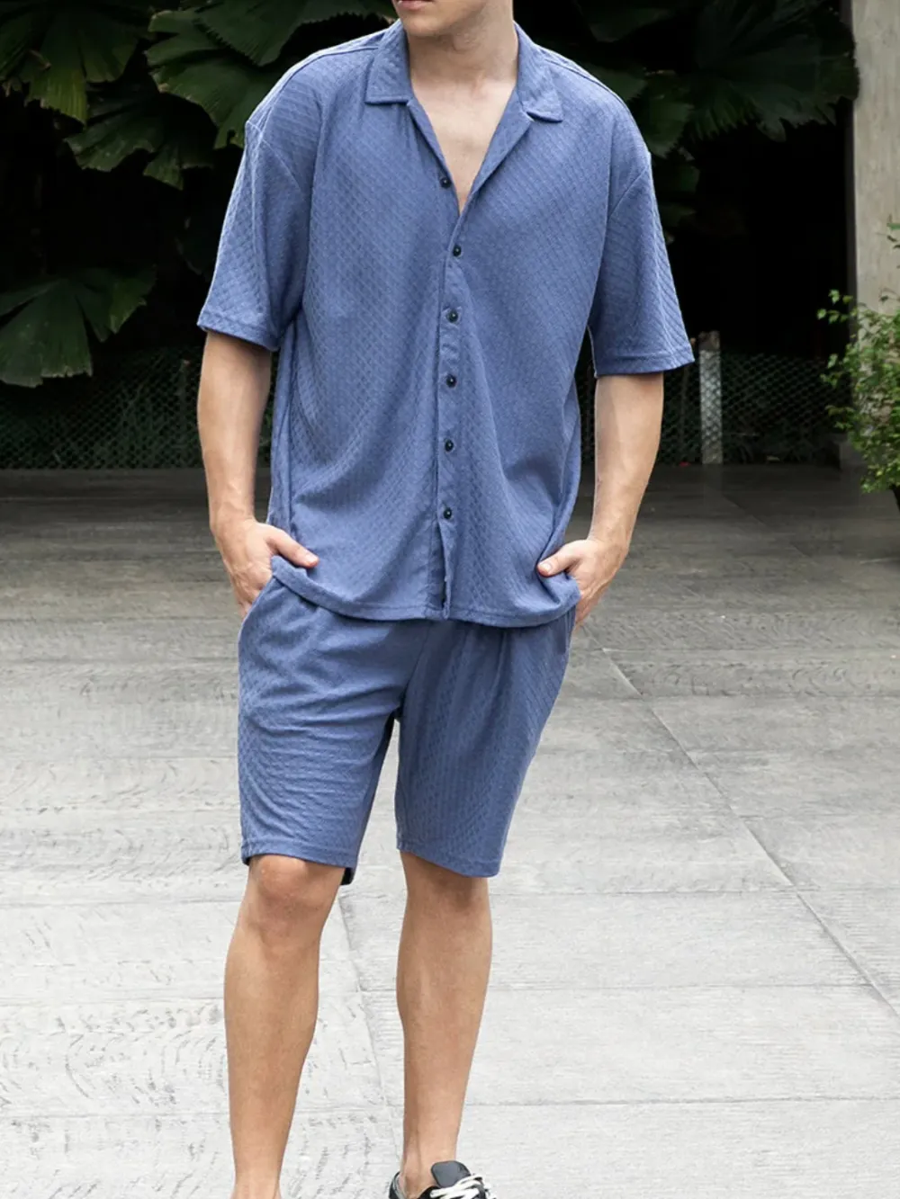 Blue Casual Style Relaxed Co-Ord Set