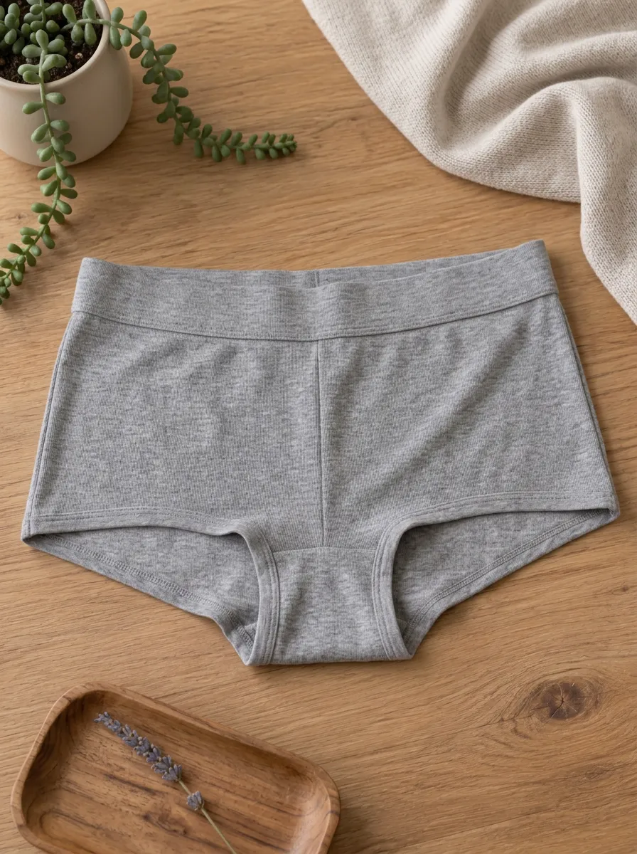 Women's Heather Grey Solid Color Printed Panties