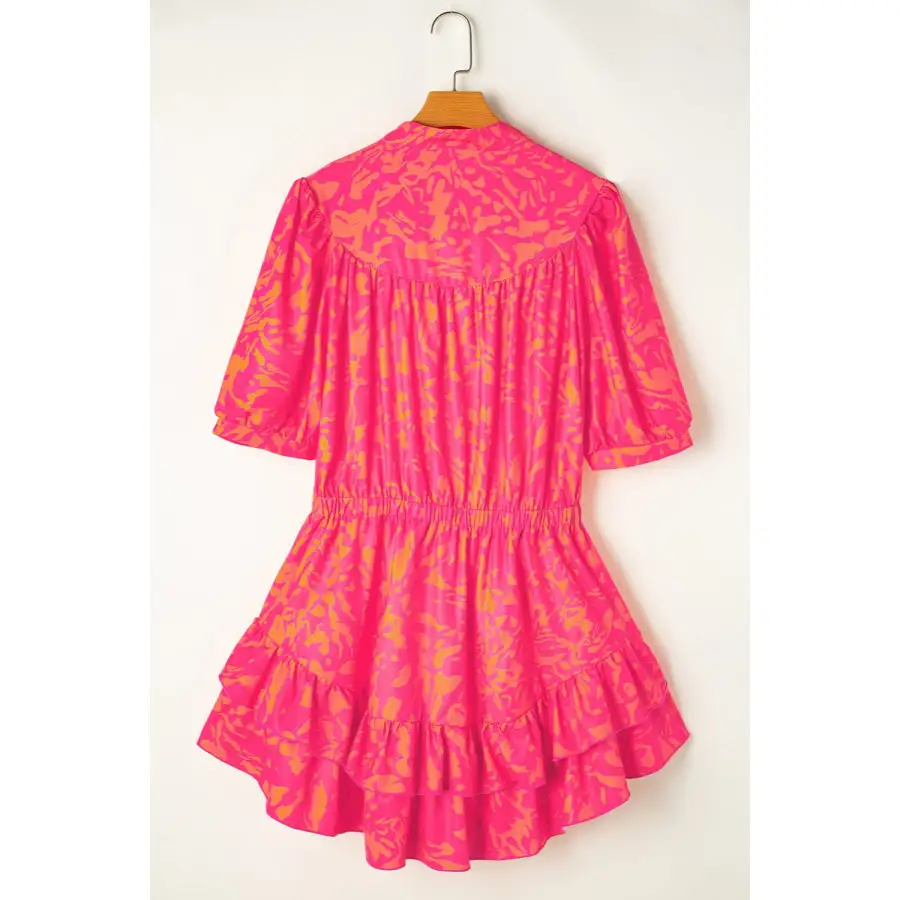Half Button Half Sleeve Mini Dress