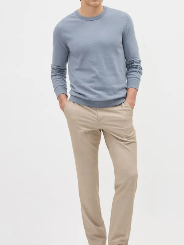 Light Blue Crew Neck Long Sleeve Sweater