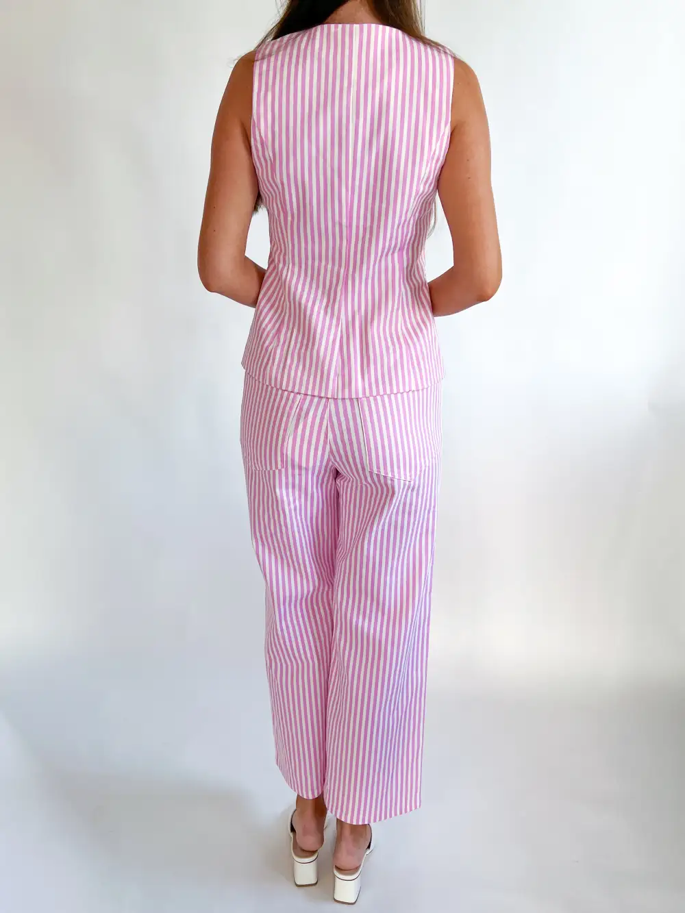 Striped Button Front Vest