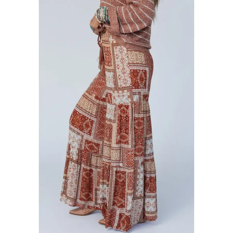 Geometric High Waist Wide Leg Pants