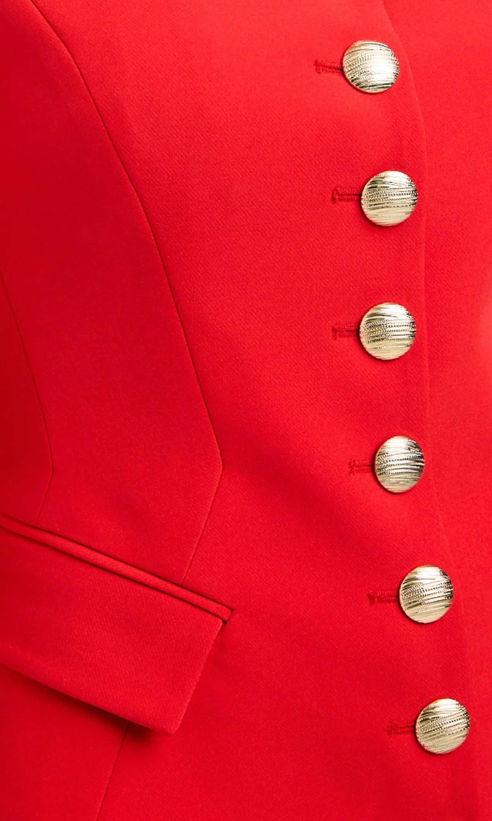 Red Sleeveless Crepe Jacket