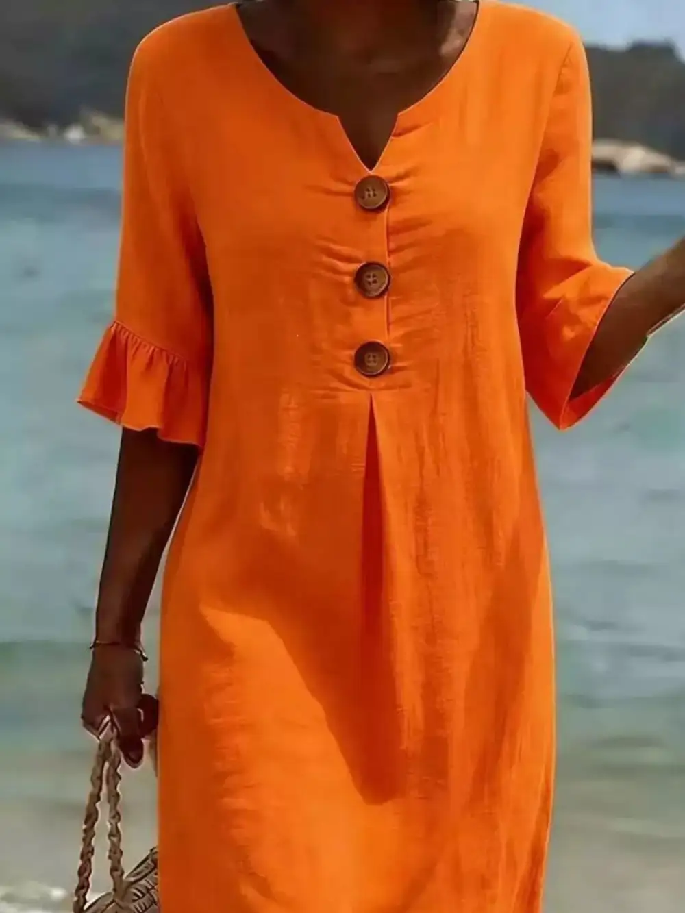 Ruffle Sleeve Midi Dress