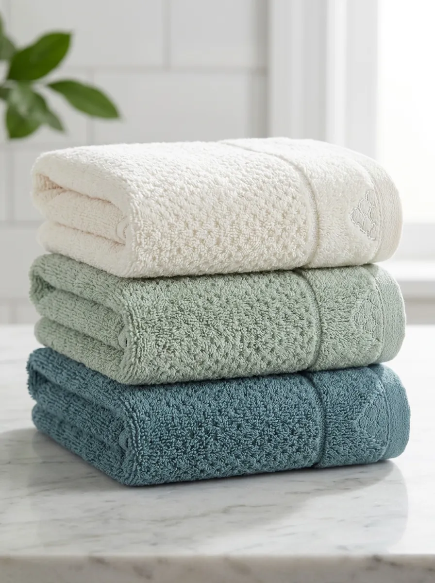 Soft-Look Textured Cotton Three-Piece Towel Set