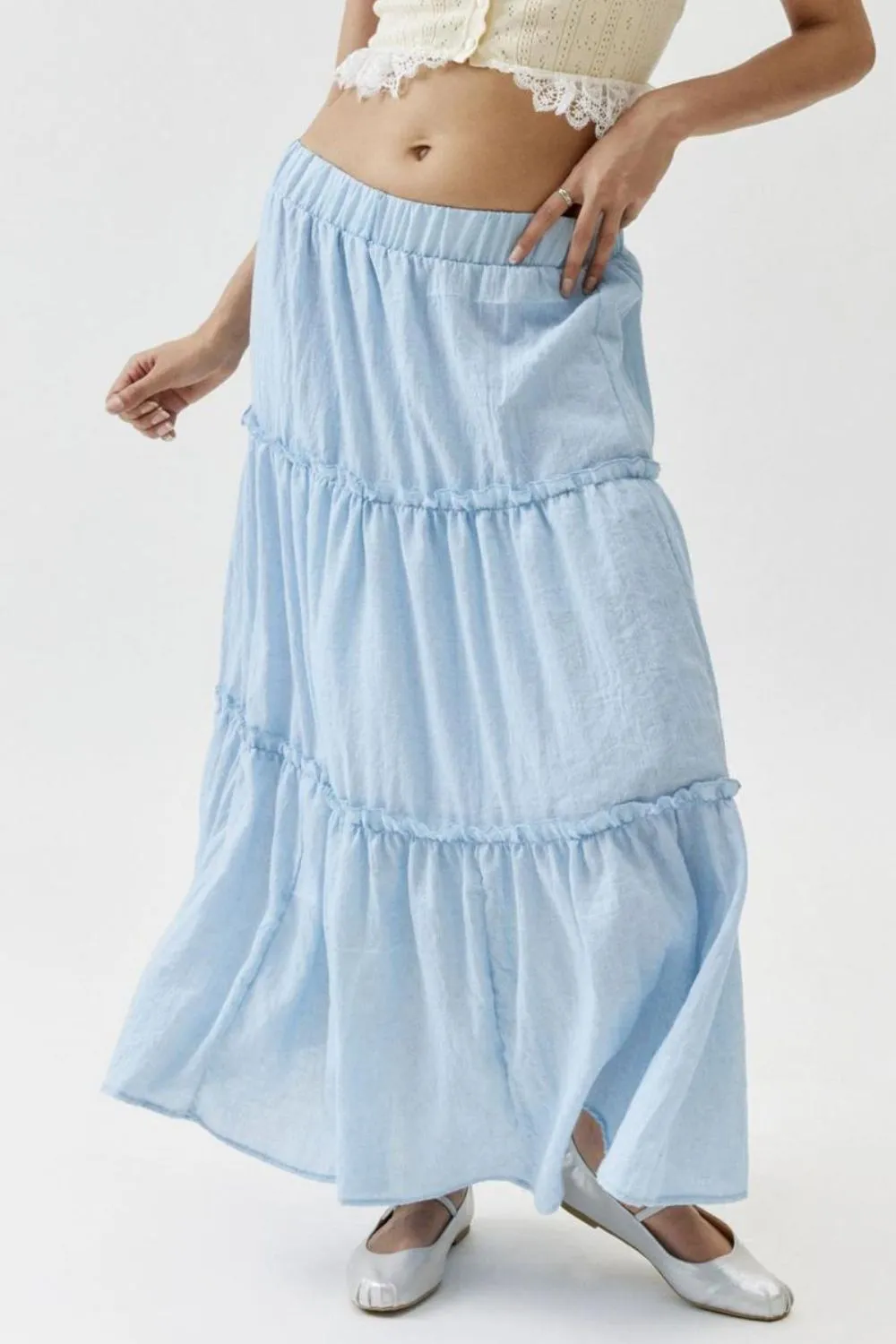 Cotton Blend Frill Skirt