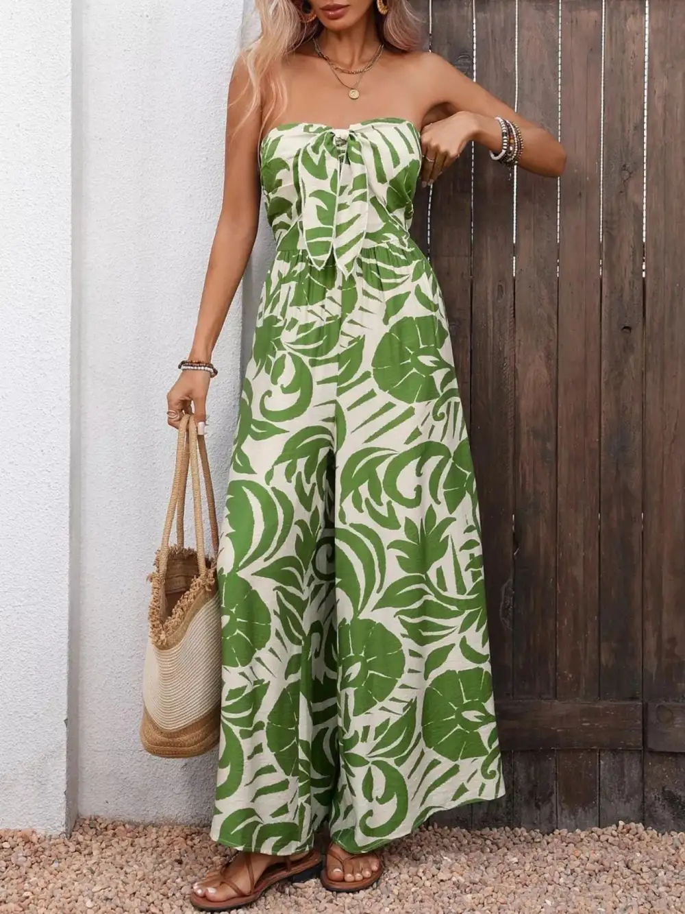 Wide Leg Strapless Jumpsuit