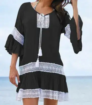 Flared Sleeve Dress Ups Sun Swim Cover Up