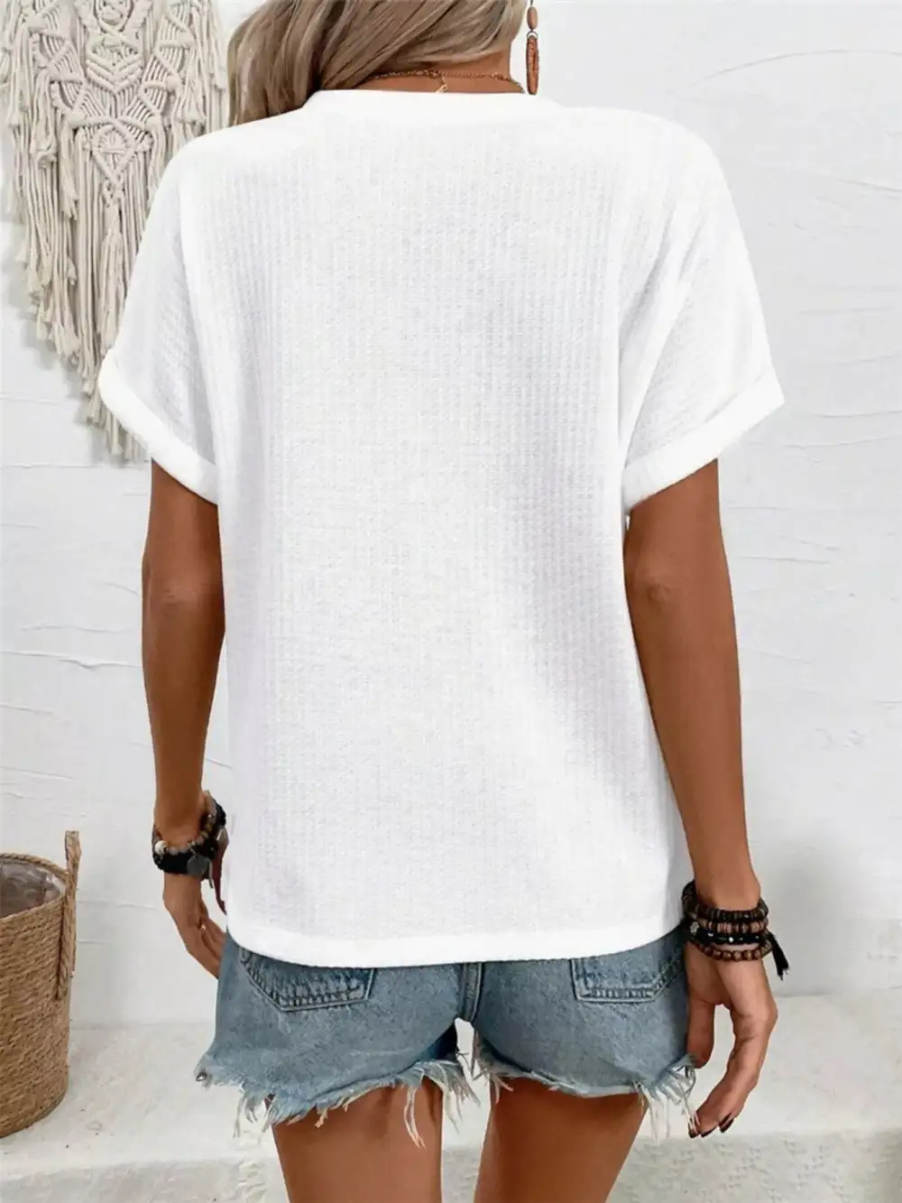 Short Sleeve Waffle Knit T-Shirt