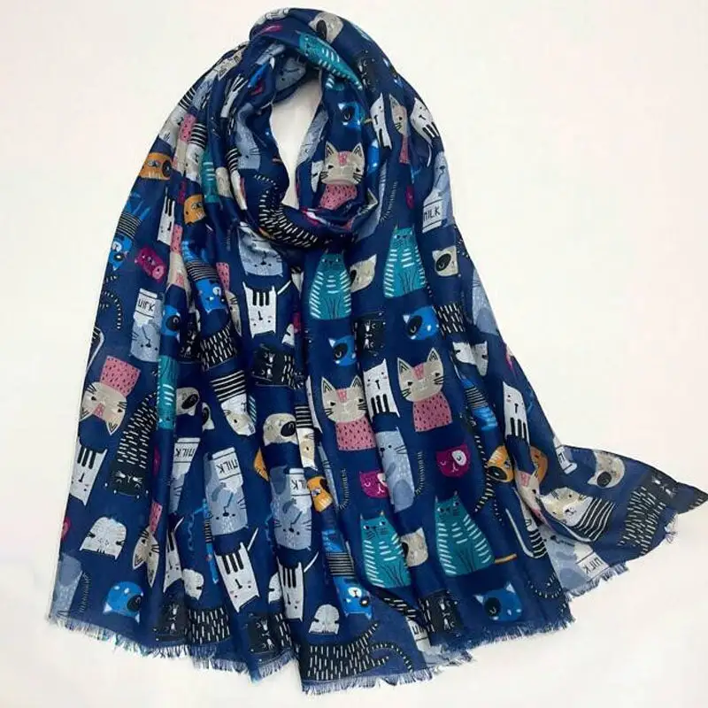 Playful Cat Print Scarf