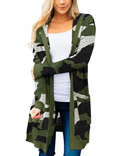 Women's Long Sleeve Open Front Hoodie Knit Sweater Cardigan Outwear