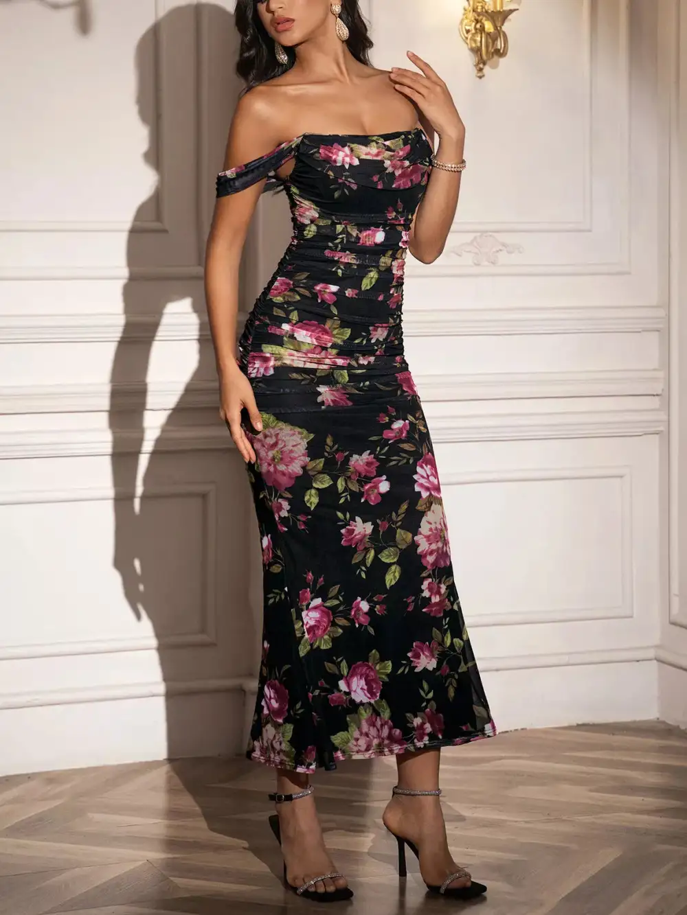 Floral Ruched Dress Casual