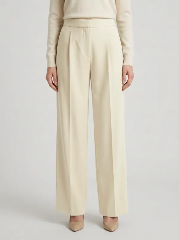Tailored Profile Pleated Wide-Leg Trousers