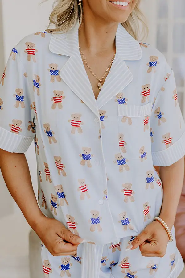 Beary Patriotic Satin Pajama