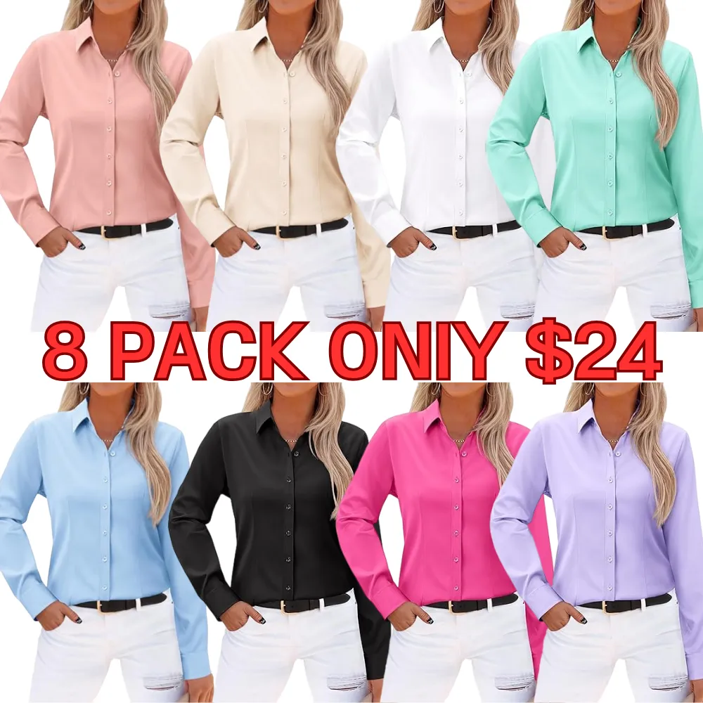 Wrinkle-Free Long Sleeve Blouse