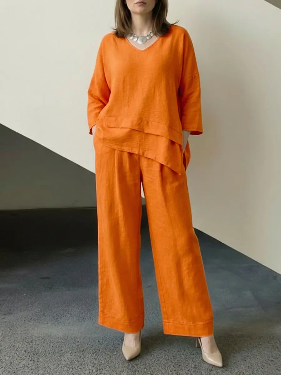 Relaxed Long Sleeve Top And Pants Set