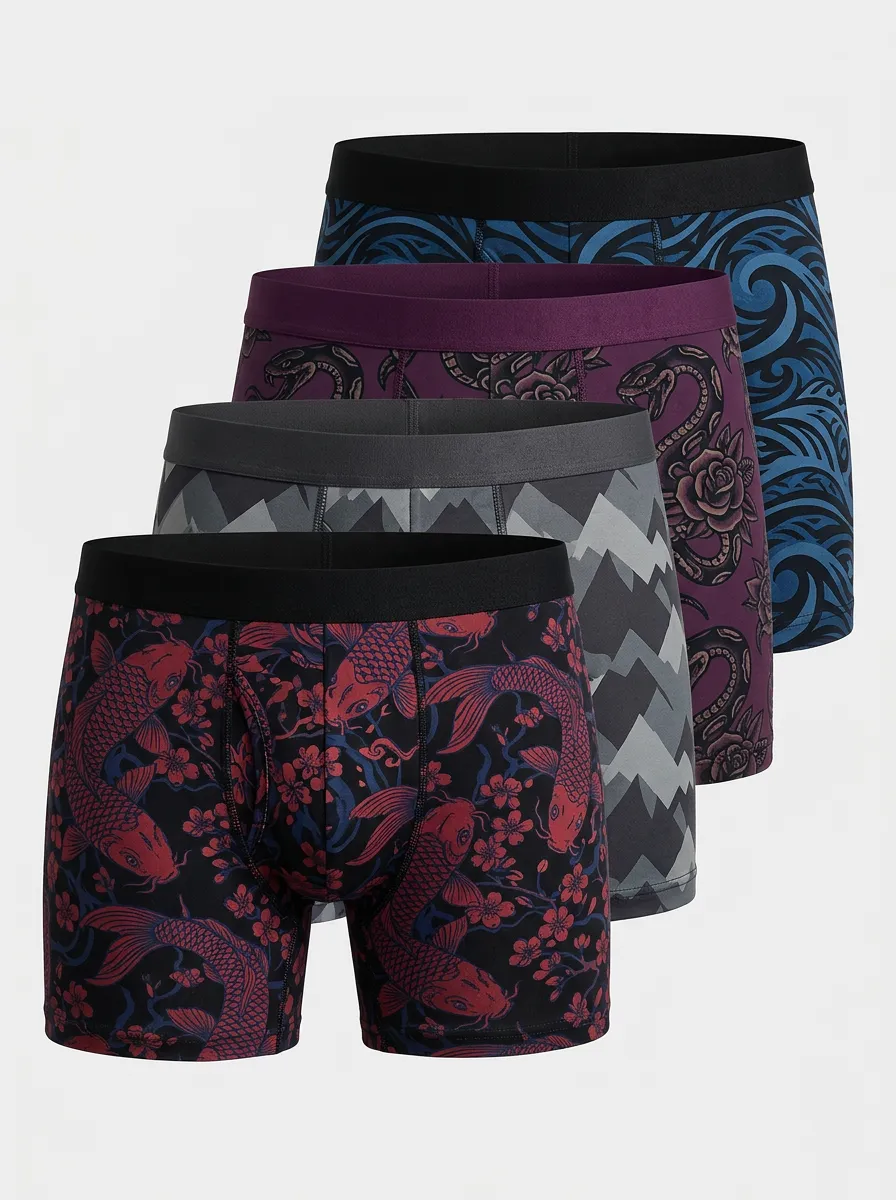 Relaxed Koi Utility Look Men' Four Pack Boxer Briefs