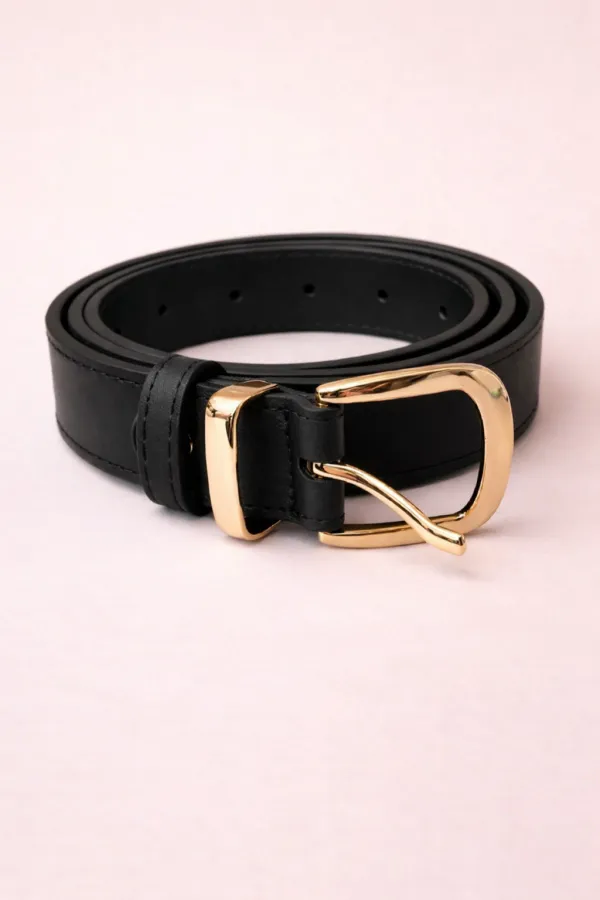 Refined Leather Buckle Belt