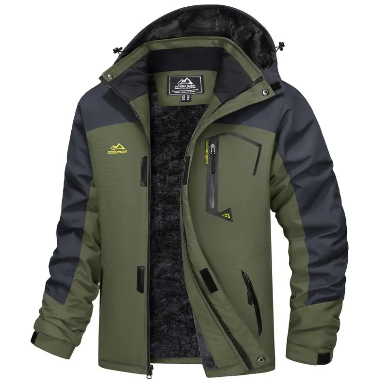 Men's Winter Coats Waterproof Ski Snow Jacket Warm Fleece Jacket Parka Raincoats With Multi-Pockets