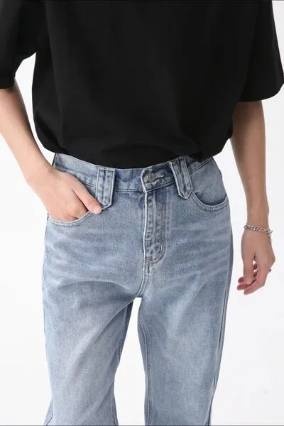 Everyday Washed Pocketed Stretch Straight Leg Jeans