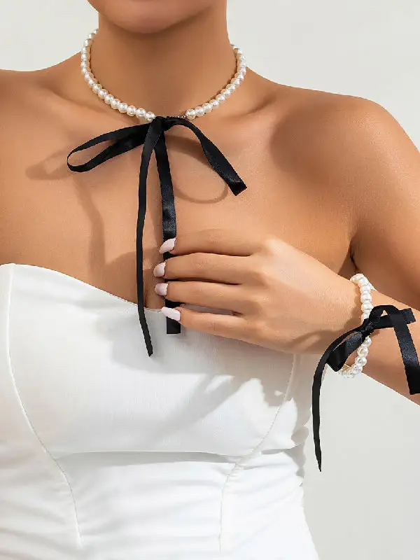 Bow Detail Handmade Tie Necklace