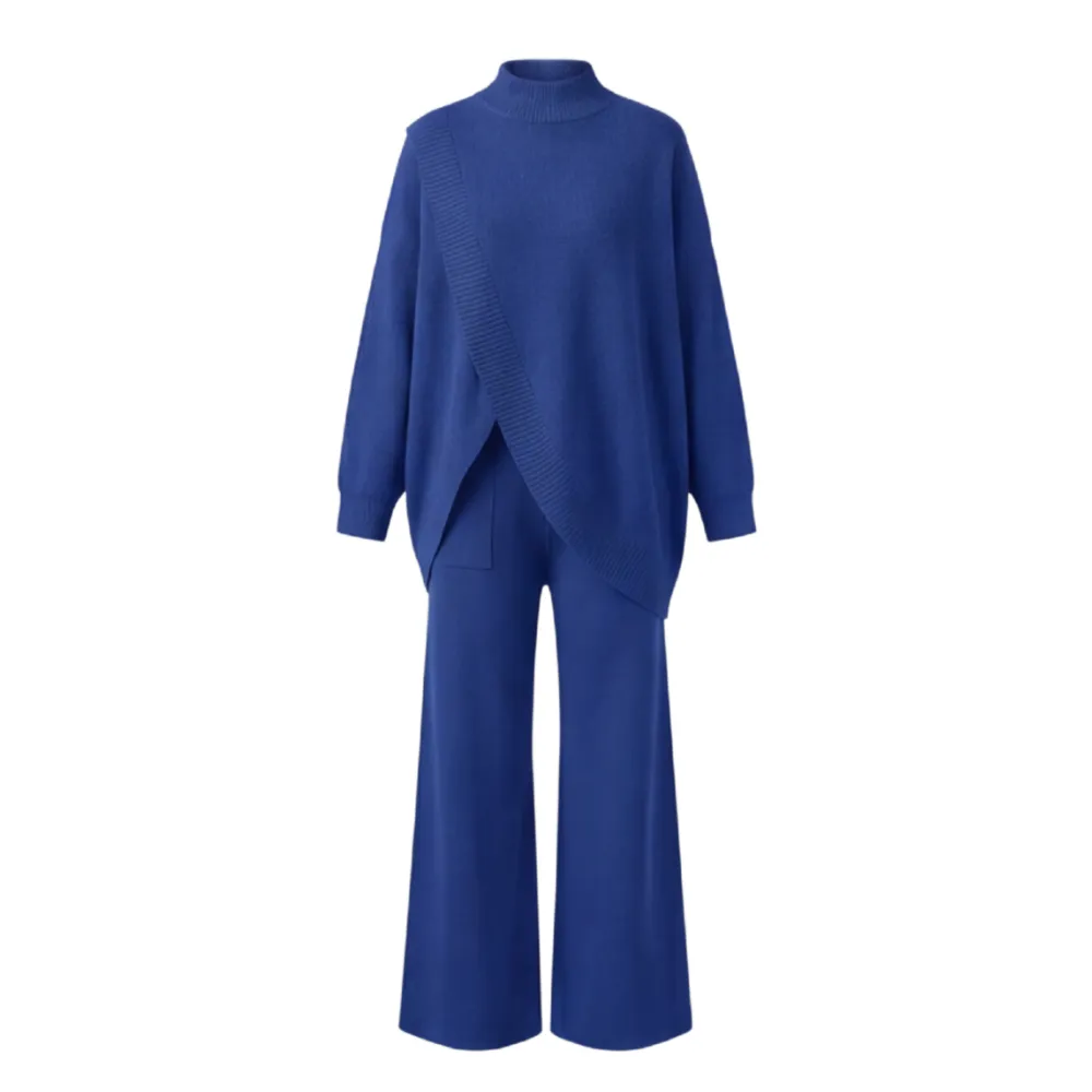 Asymmetric Knit Wide Leg Set