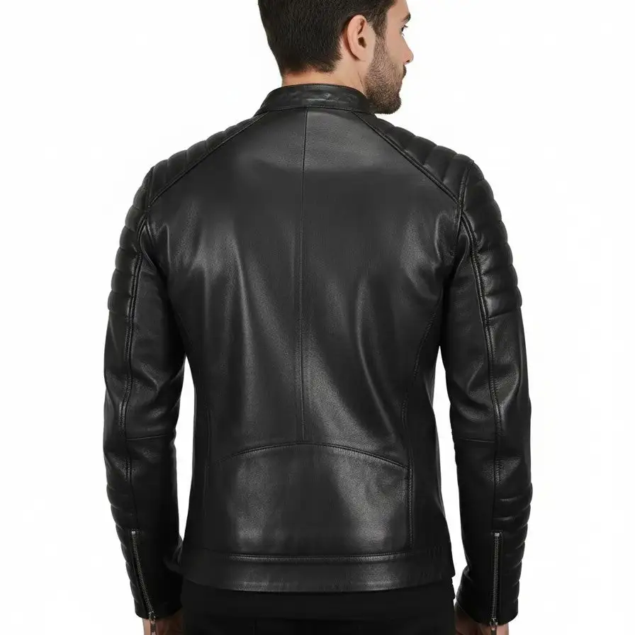 Moto Inspired Leather Biker Motorcycle Jacket