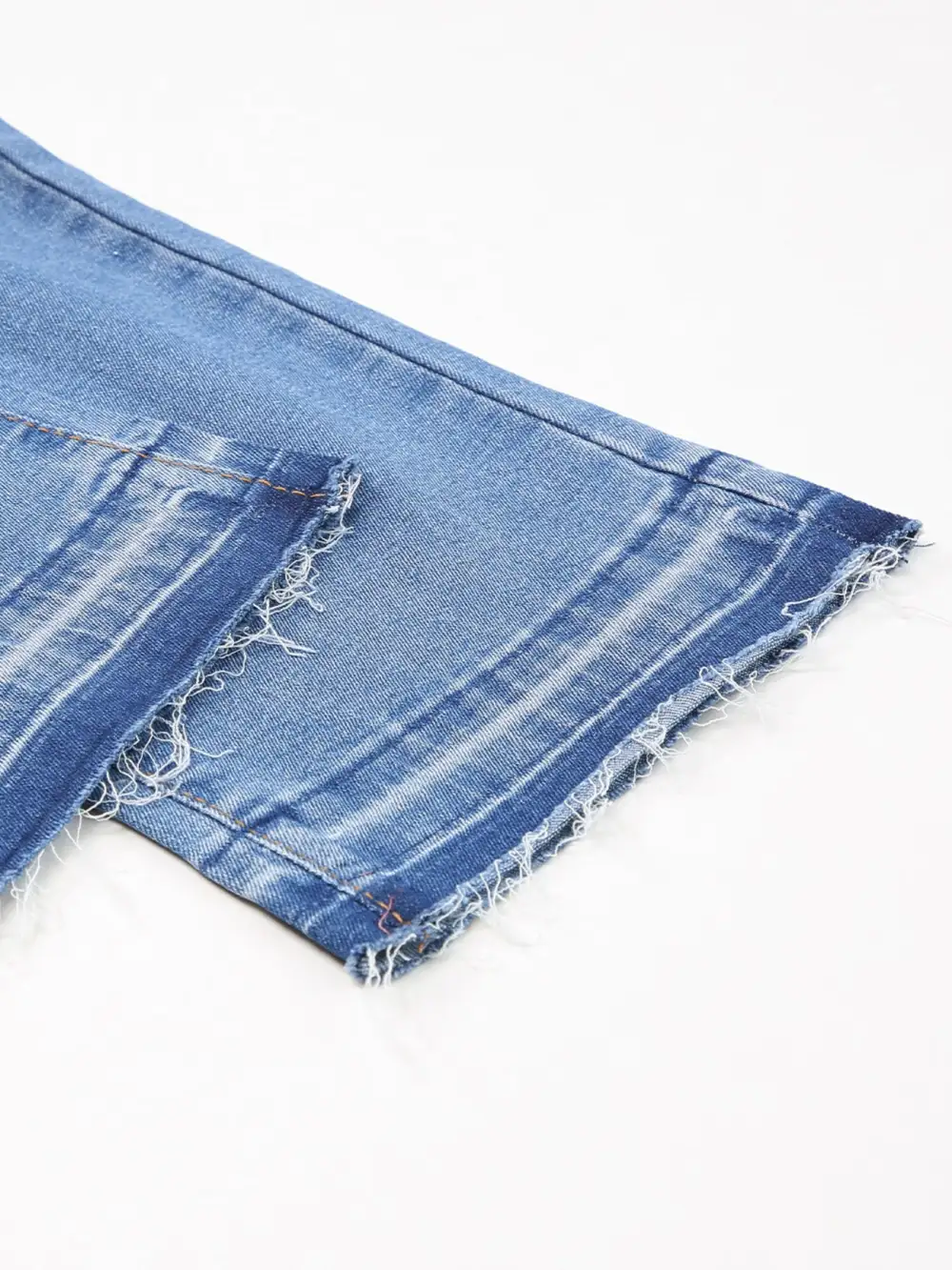 Textured Raw Hem Denim Jeans
